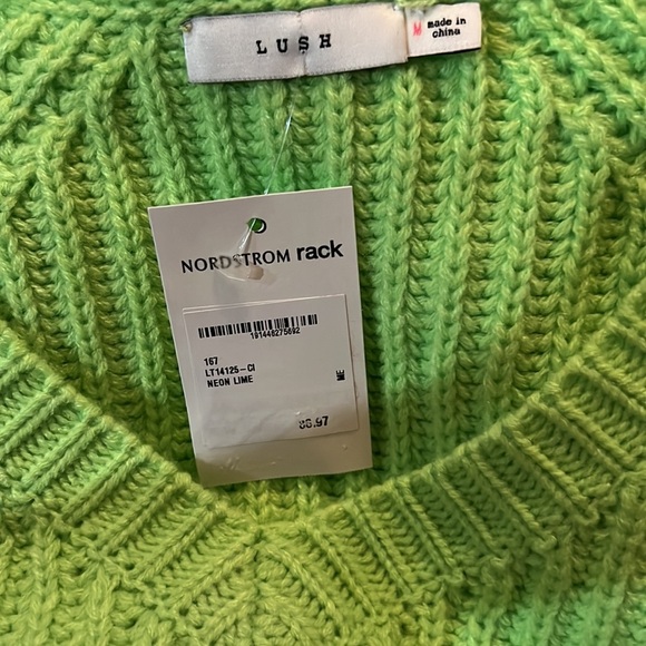 Lush V-Neck Knit Sweater, Size M - Neon Lime at Nordstrom Rack - Picture 3 of 4